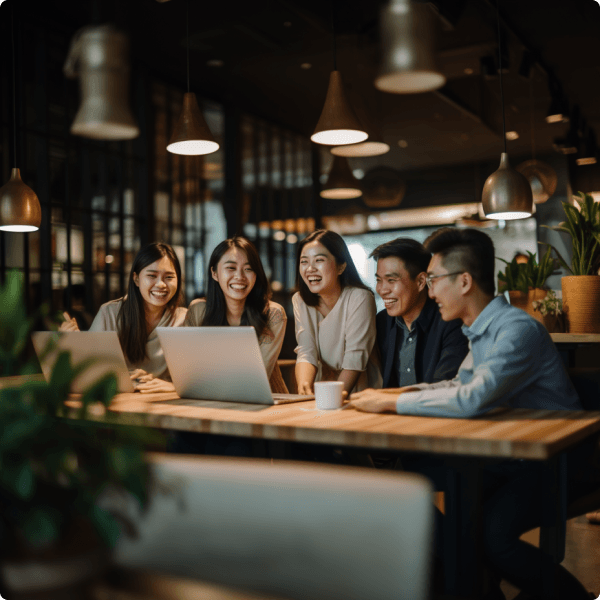 picture of customers looking at computer